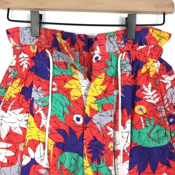 VINTAGE Shorts Ultra High Paper Bag Waist Animals Safari Jungle Tropical Medium - Picture 4 of 9